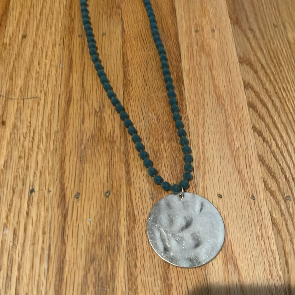 Marlyn Schiff Green Beaded Necklace with Pendant